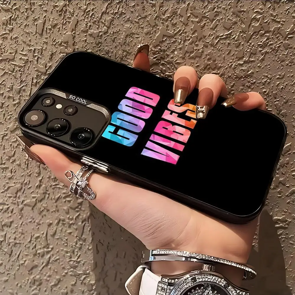 Good Vibes Phone Case for Samsung Galaxy S26 S25 S24 S23 S22 S21 S20 Note20 Plus Ultra Colorful Silver Cover