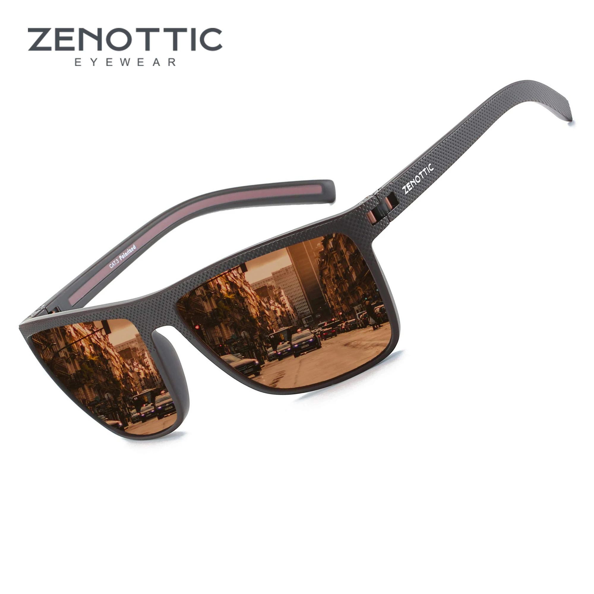 משקפי שמש מרובעות ZENOTTIC Fashion Polarized עם מסגרת TR90 קלה לנשים וגברים, הגנה מפני קרני השמש UV400