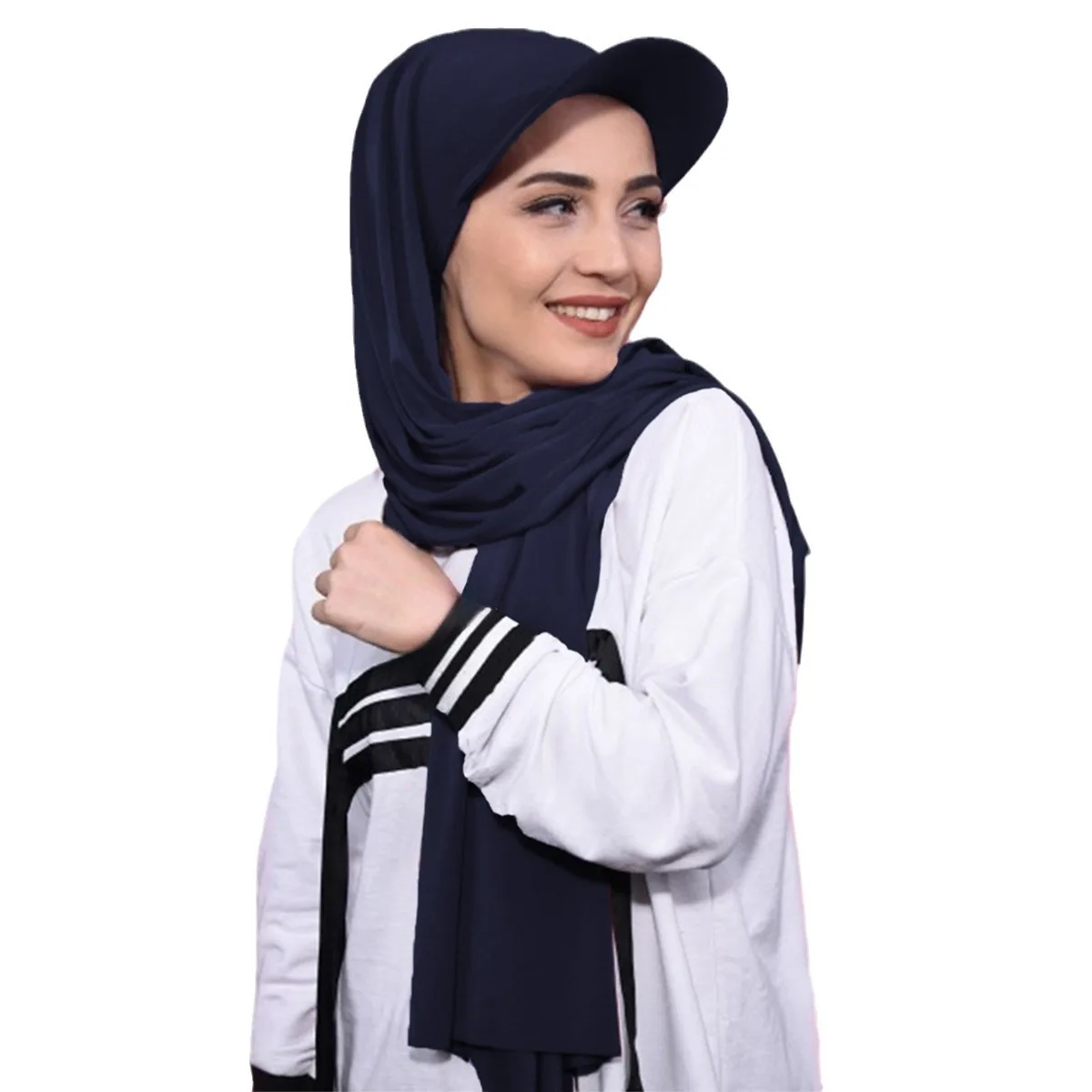 Scarf Baseball Cap New Brim Solid Color Women's Brim Middle Eastern All-Over Muslim Headscarf Hat