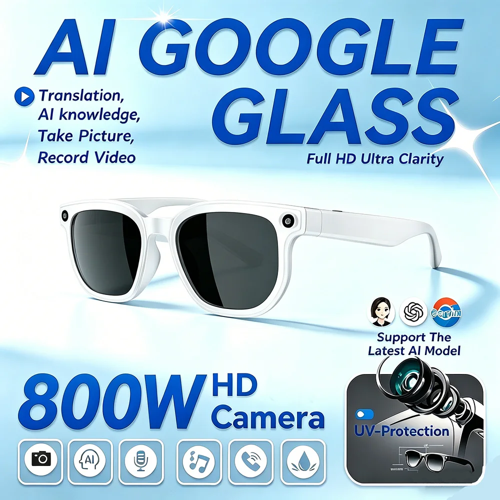 

Новые умные очки 2026 года с камерой 800W, записью фото и видео 1200P, 16 ГБ памяти, Bluetooth, функцией звонков, перевода и воспроизведения музыки, солнцезащитные очки SmartGlasses для мужчин