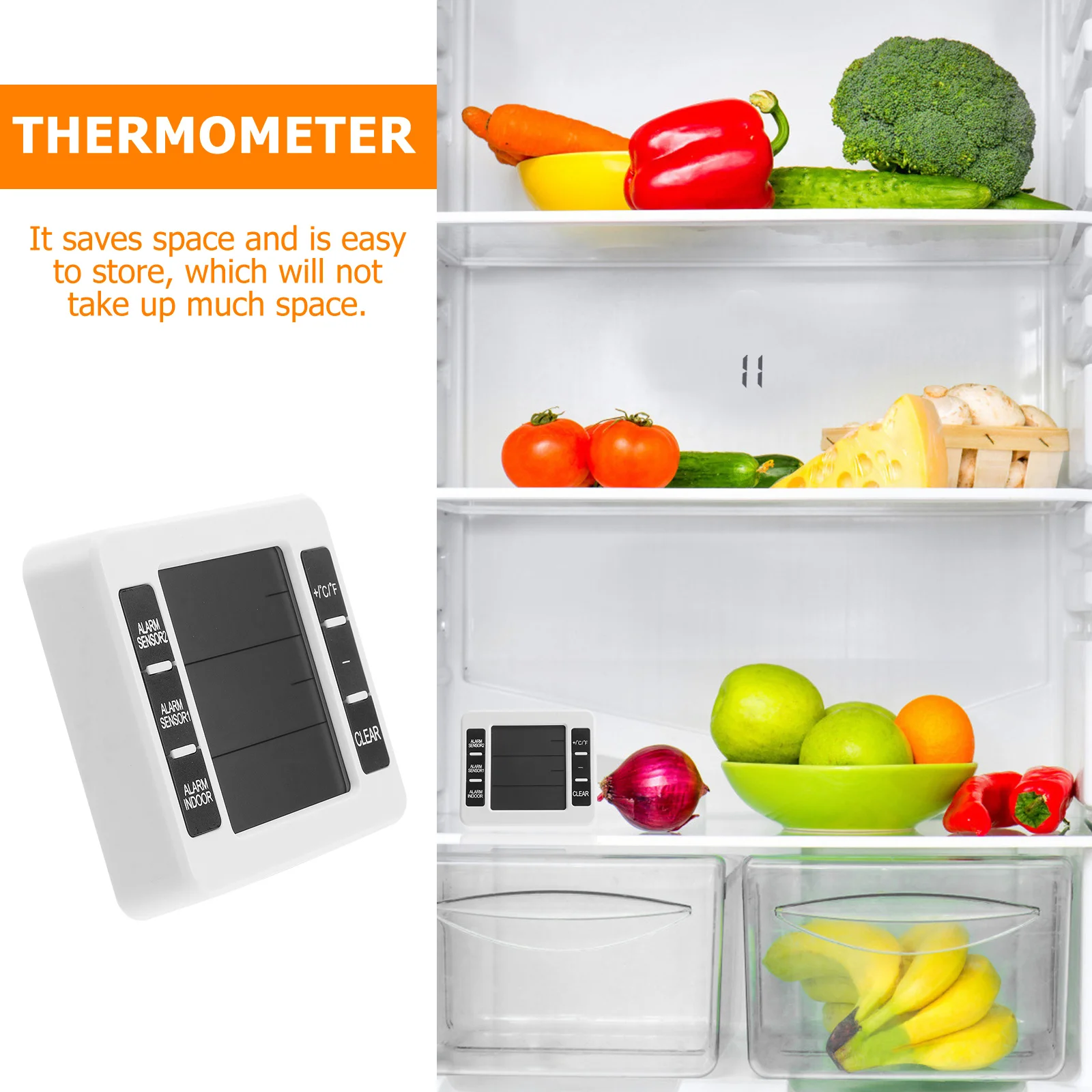 

Wireless Digital Fridge Thermometer with 2 Remote Sensors Indoor Outdoor Temperature Monitoring for Refrigerator Freezer High