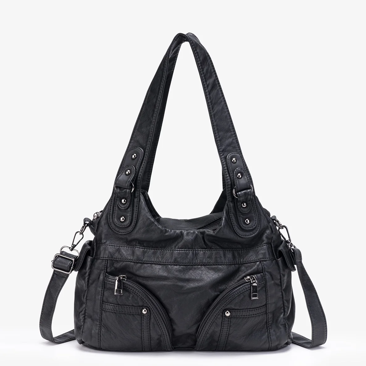 

Venn Angel Large Black Handbag Women's Fashion Shoulder Bag Top-Handle Tote Satchel Dumpling Pack Multi-Pocket Phone Pouch