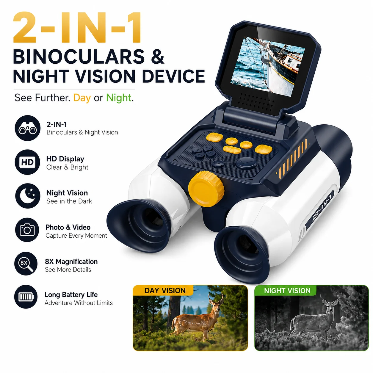 Hunting Outdoor Watch - 2.4인치 디지털 야간 투시 쌍안경 HD