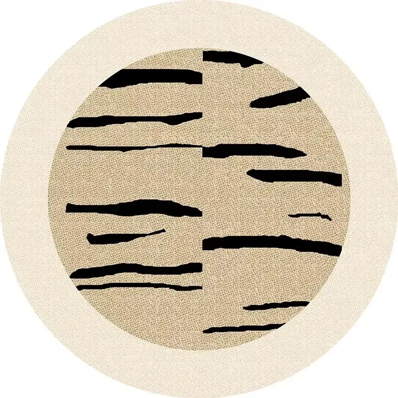 Cream Tone Circular Rug, Household Floor Mat for Living Room & Bedroom