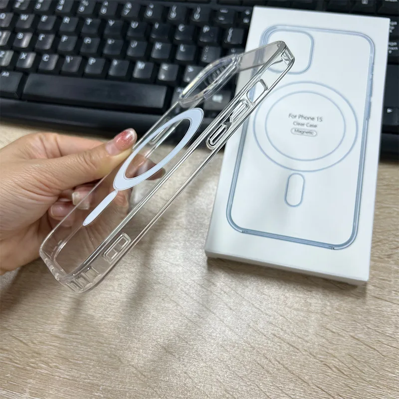 Transparent Magsafe Wireless Charging Case For iPhone 16 15 14 13 12 11 Pro Max Plus Mini Magnetic Bumper Cover image 3