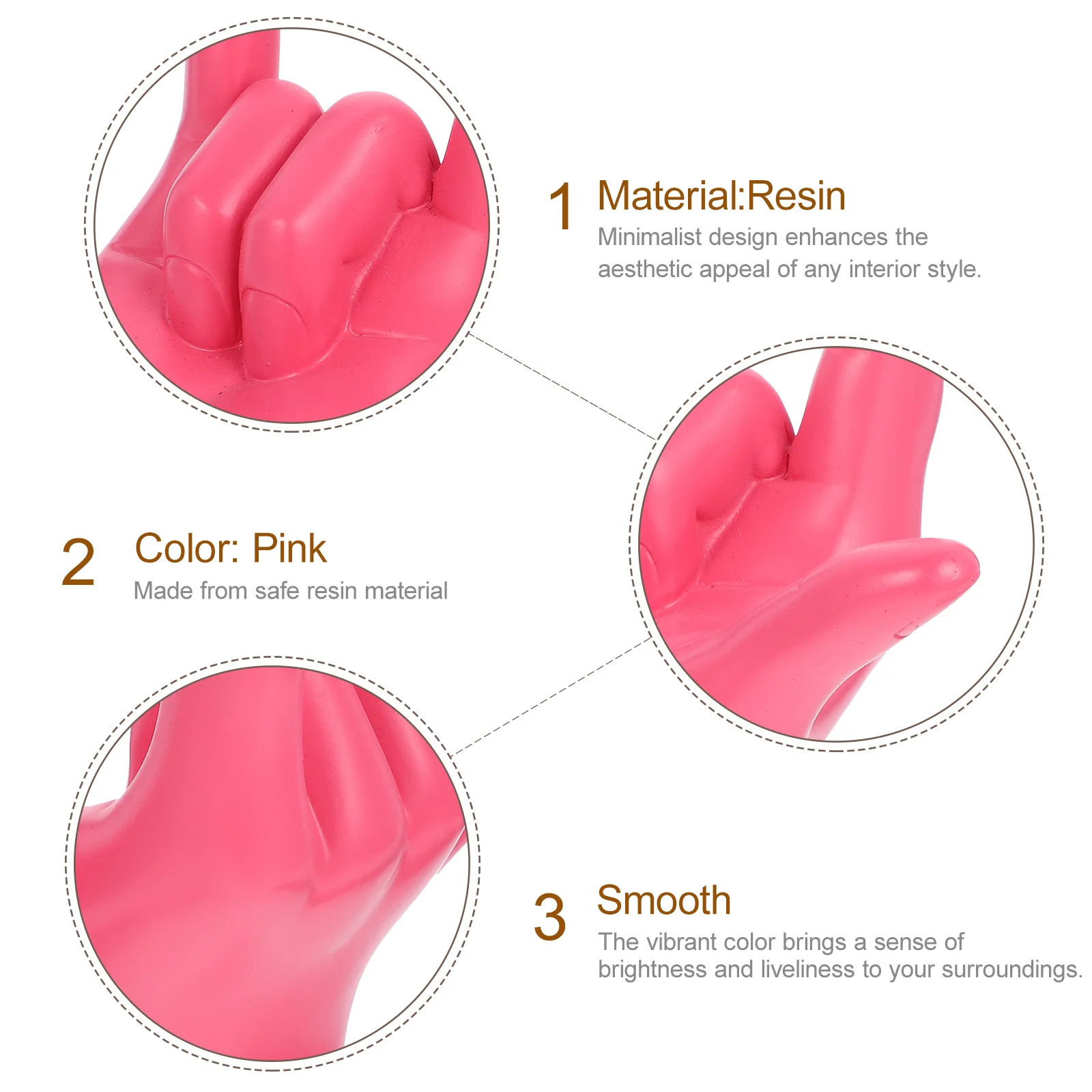 

Resin Hand Gesture Statue Bright Color Minimalist Desktop Ornament for Bedroom Study Room Finger Sculpture Decor Modern Style