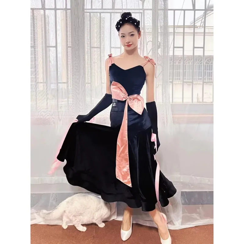 customized Latin dance dress backless big skirt art exam training competition clothing