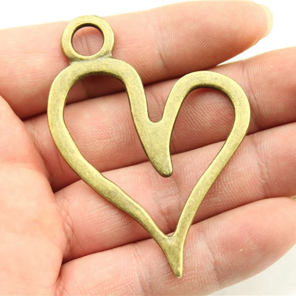 WYSIWYG 1pcs 66x46mm Vintage Big Hollow Heart Charm For Jewelry Making Big Hollow Heart Pendants Charm Big Heart