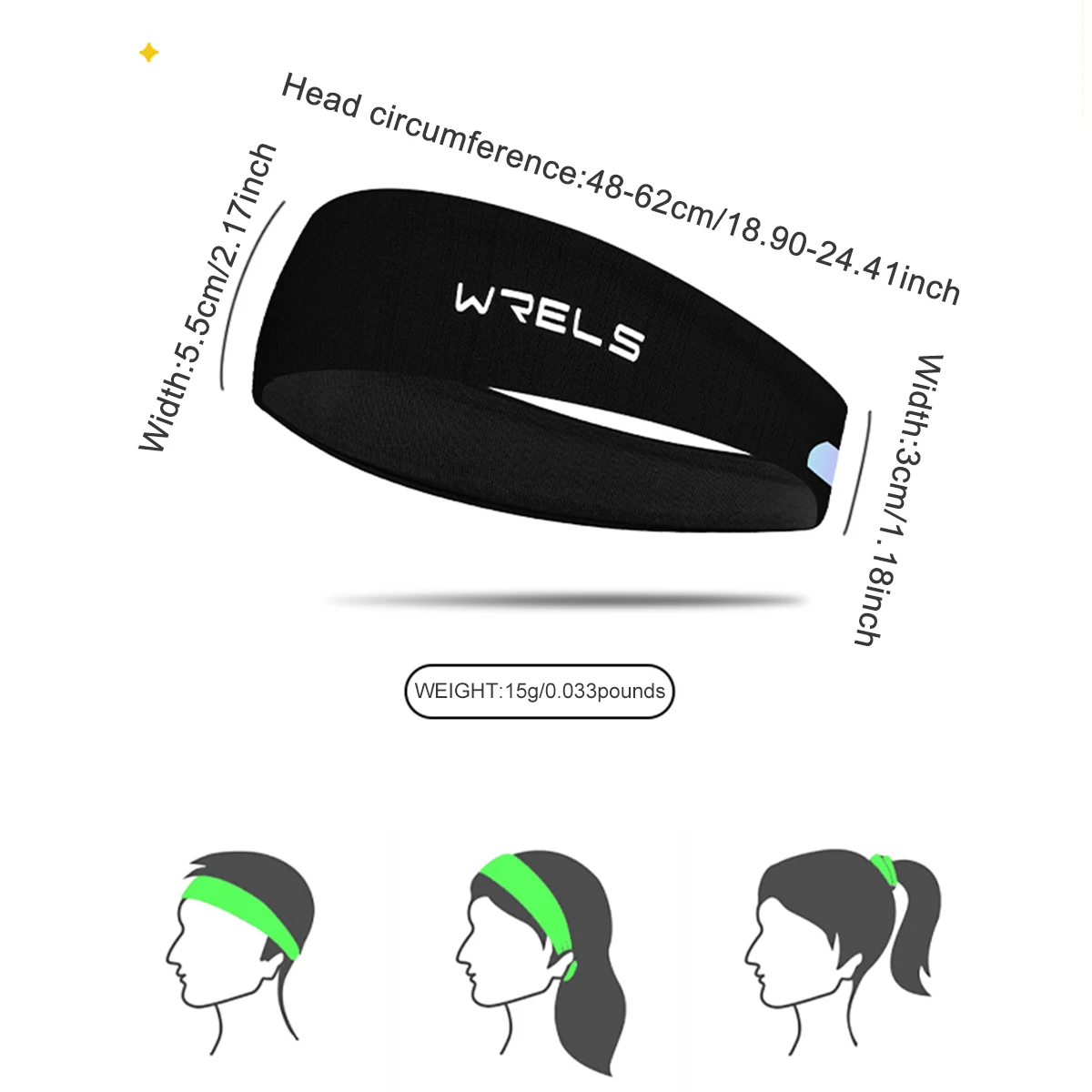 WRELS Hair Bandage Running Fitness Sweatband Quick-Dry Elastic Absorbent  Men Women Cycling Jog Tennis Yoga Gym Sports Headband