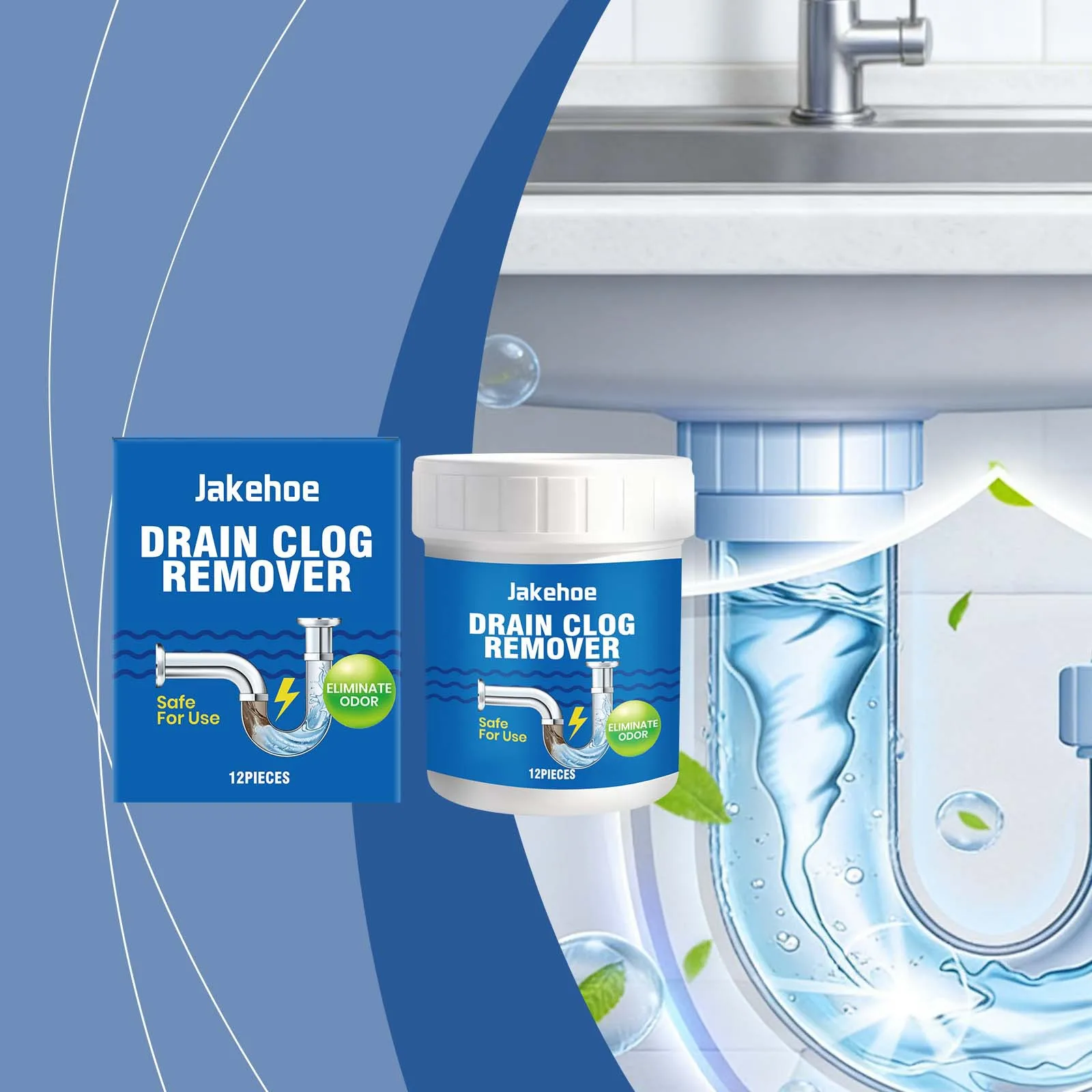 Pipe dredging tablets for household bathroom drainage, effective in clearing hair blockages,removing scale,and eliminating odors