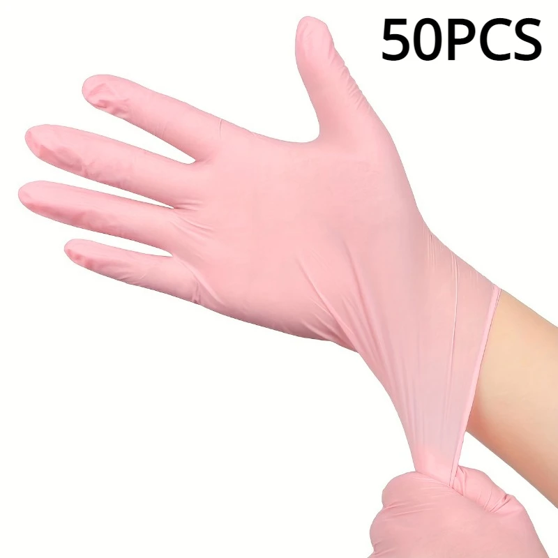 100/50/20PCS Lichtroze Wegwerp Nitril Handschoenen Waterdicht Antistatisch Duurzaam Lichtroze Handschoenen Voor Keuken Koken Gereedschap