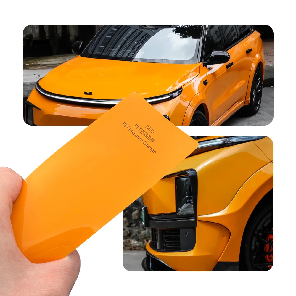 Vinilo para Automóviles Color Naranja Mclaren Super Brillante, Película para Cambio de Color con Liberación de Aire, Antiarañazos, Anti UV, Impermeable, Removible, Fácil de Instalar