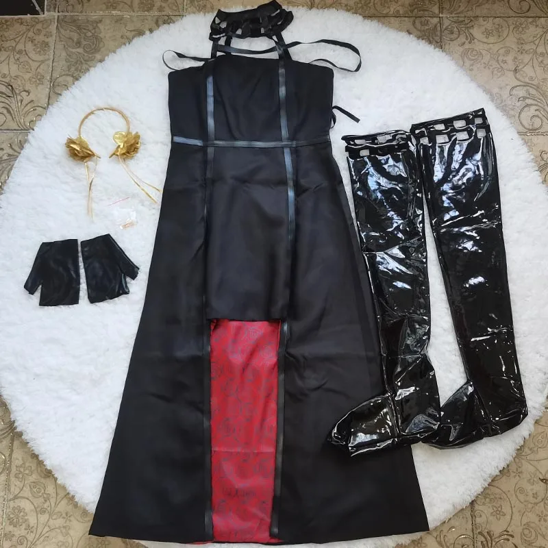 Yor forger cosplay kostüm stirnband elastische schenkel strümpfe strumpfhose hochs perücke ohrringe yor fälscher kleid komplettes set für comic con