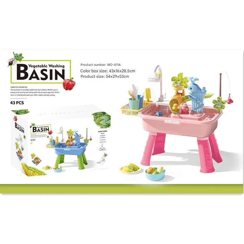 

Children's Kitchen Toys Electri with Running Play Wash Basin Fishing Dishwashing Home Role-playing Baby Early Education Toys