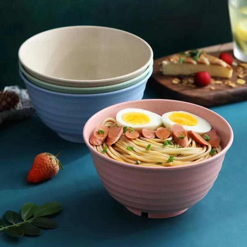 Wheat straw bowlplastic bowlstudent rice bowlhousehold instant noodle bowlcreative noodle bowlset soup bowl