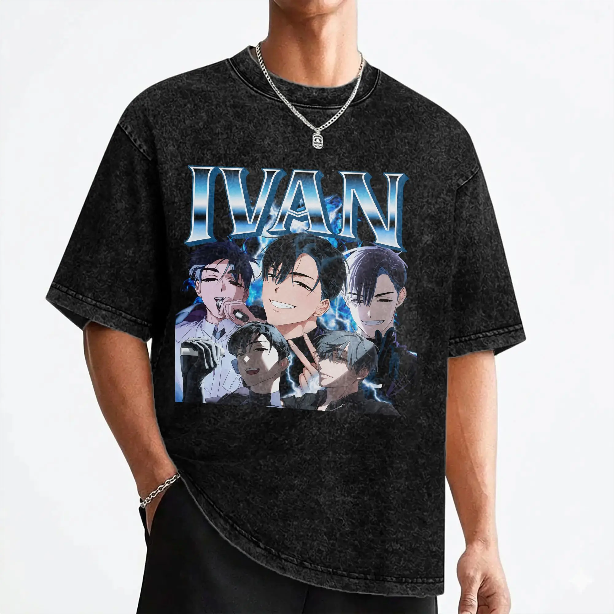 Alien Stages Anime Ivan T Shirt Washed Short Sleeve Harajuku T-Shirts  Novelty for Men Women Streetwear Summer Tees