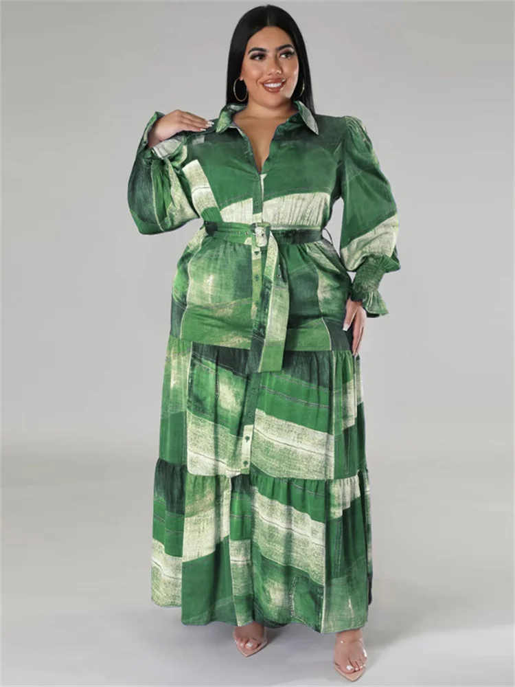 Wmstar Plus Size Jurken Voor Vrouwen Tie Dye Bedrukt Met Zakken Slashes Fashion Party Maxi Dress Hot Sale Groothandel Dropshipping