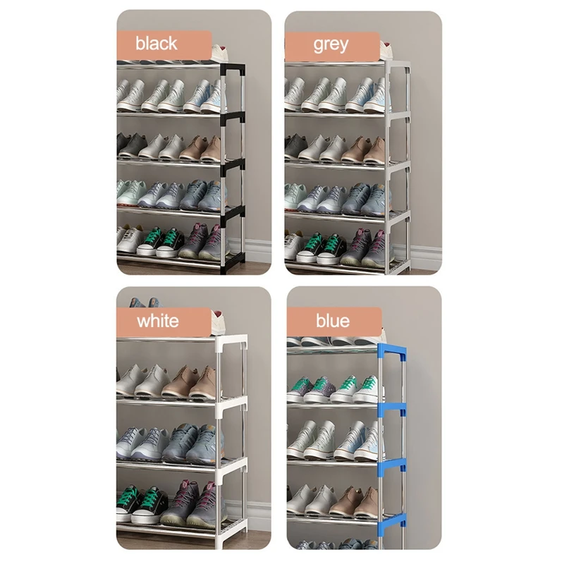 4-Tier Stackable Small Shoe Rack, Lightweight Shoe Shelf Storage Organizer For Entryway, Hallway And Closet