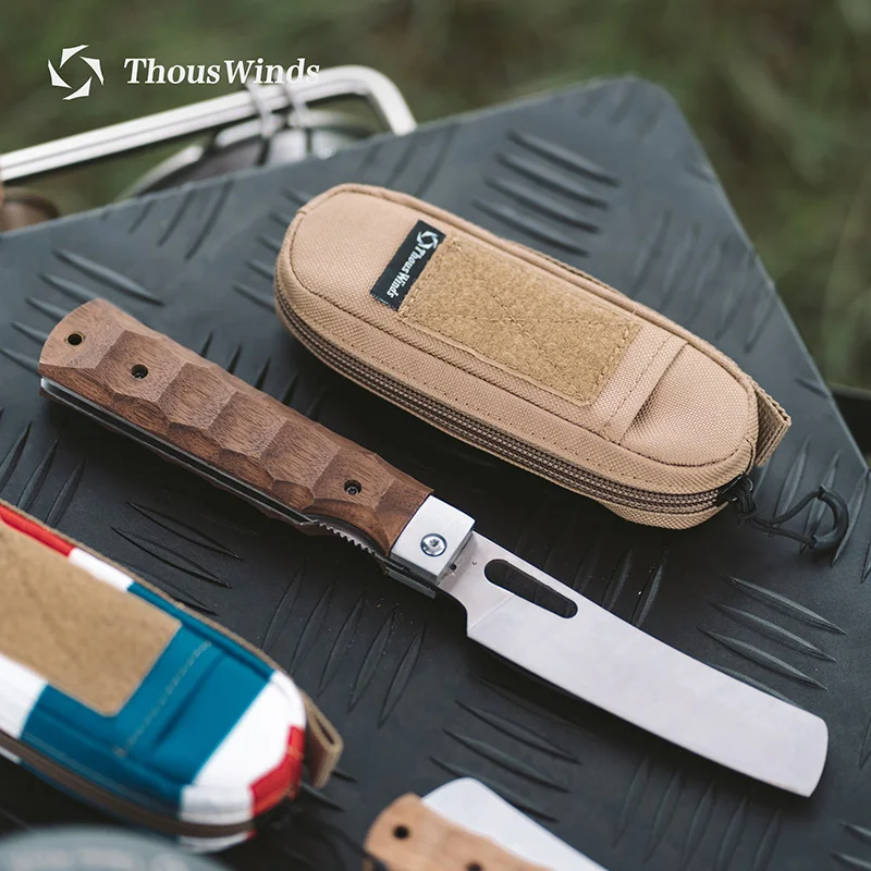 Thous Winds Outdoor Camping Knife Picnic Tableware Cooking Equipment Foldable Wood Handle Knife Hiking Cookware Cutlery Knife