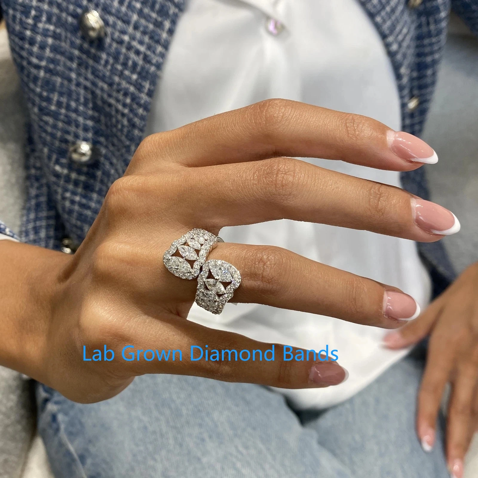 

Marquise & Round Lab Grown Diamond Pave Ring 2.5ctw DEF VS-VVS Platinum 950 Party Jewelry For Lady High Quality Jewelry