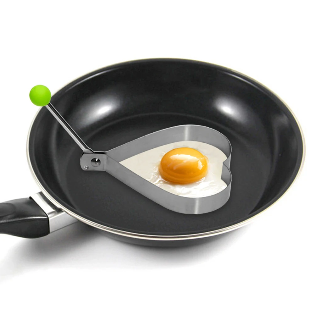 

4PCS Baking Mold Egg Ring Kitchen Tools Stainless Steel Non-Sticky Rotatable Handle Cooking Mould Egg Mold PanCake Shaped Eggs