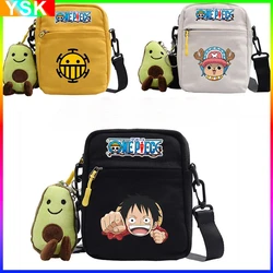 Anime One Piece Luffy Backpack Student Men's and Women's Crossbody Bag Small Square Bag + Doll Cartoon Shoulder Backpack