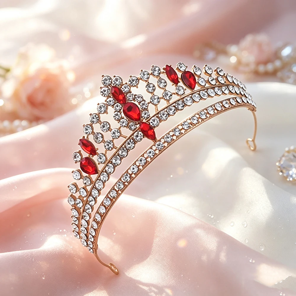 Vintage Multi‑Row Crown Tiara for Women Shiny Rhinestone Bridal Headband Wedding Pageant Sweet Banquet Princess Hair Ornament - view 3