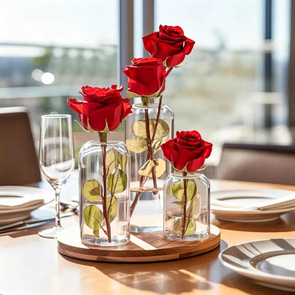 Modern Glass Bud Vase Hydroponic Fresh Flower Arrangement Cylinder Vases Desktop Decoration for Wedding Reception Family