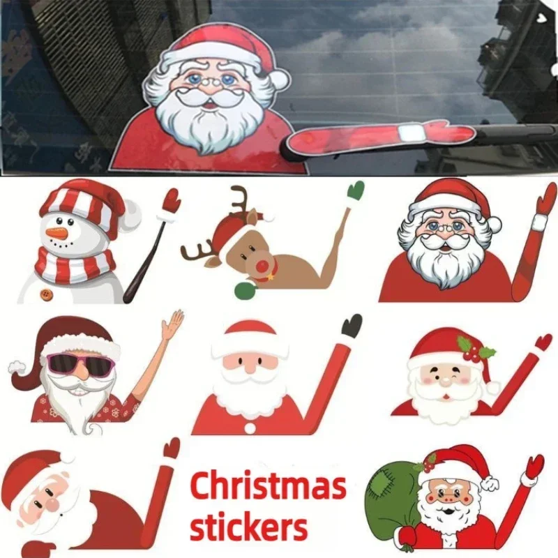 Santa Claus Rear Window Sticker Car Rear Wiper Decal Vinyl Waterproof Car Decal Santa Claus Christmas Decoration Sticker