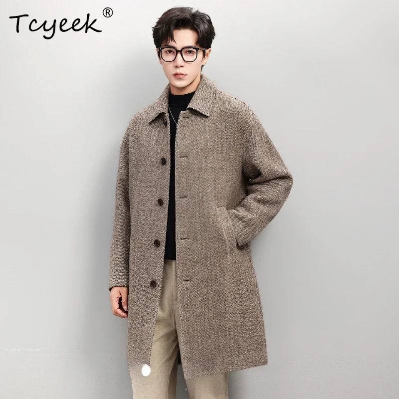 Tcyeek 94% Wool Coat Men's Autumn Winter Clothes High Quality Double-faced Woolen Coats for Men Business Mens Jacket Chamarras