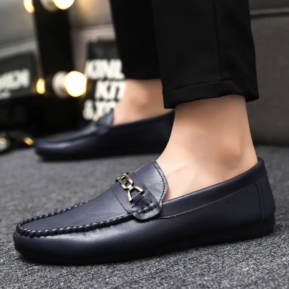 

Men's Breathable Leather Slip On Loafers Premium Summer Thick Sole Lightweight Casual Shoes