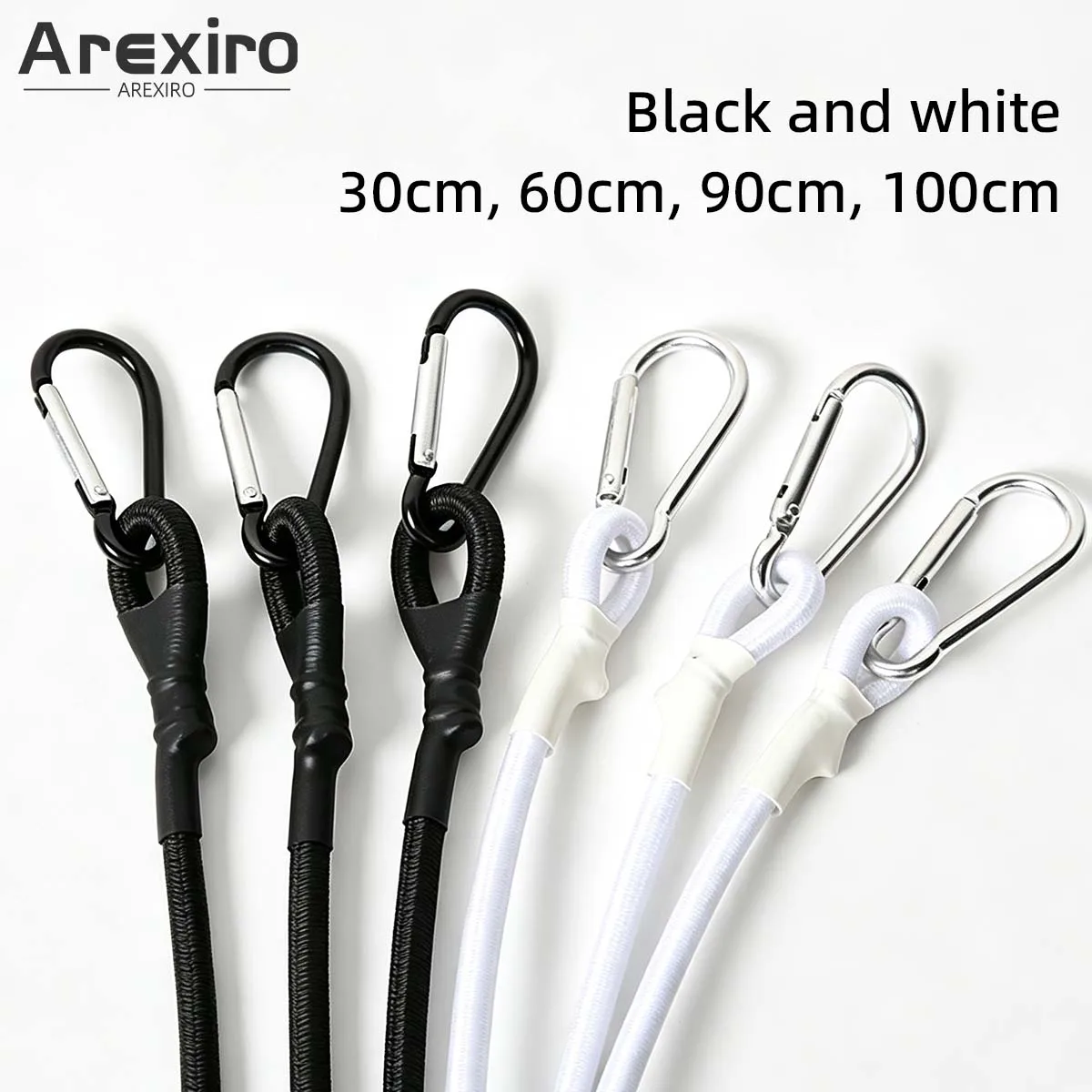 1Pcs Elastic Bungee Cord with Carabiner Hook, Heavy Duty Stretch Rope for Camping Luggage Outdoor Travel Fixed Binding Strap