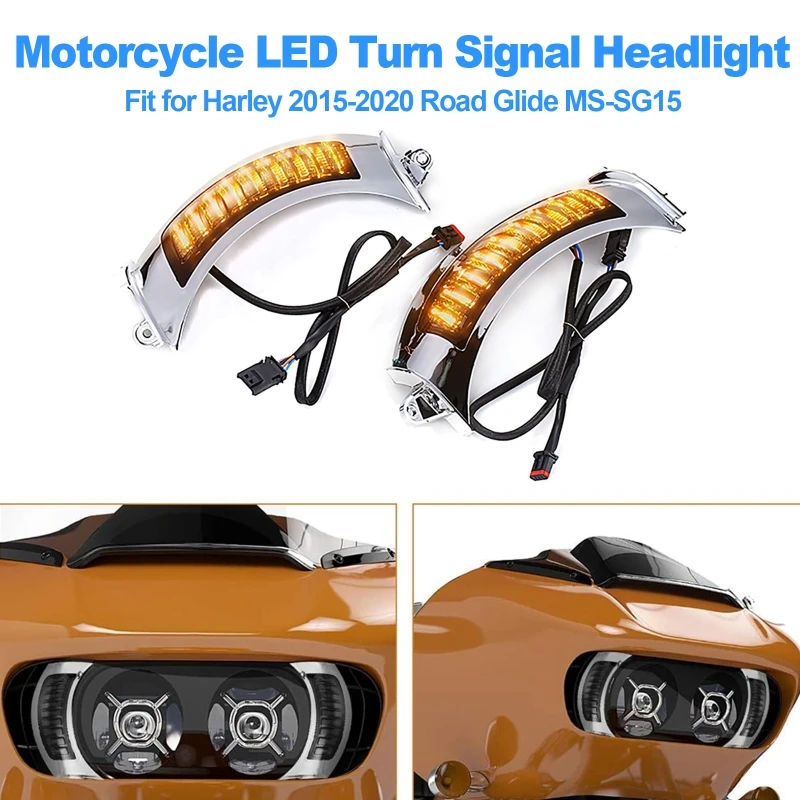 

1 Pair Motorcycle Turn Signal Side Light LED Side Marker Signal Lamp Fits For Harley Road Glide 2015-2022