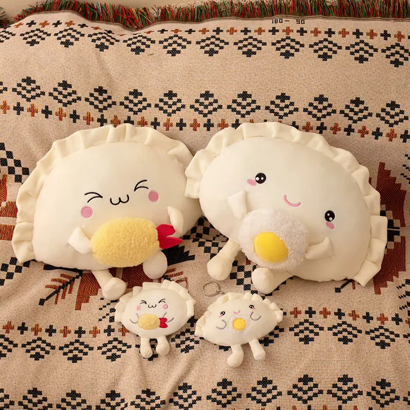 13/35cm Cartoon Stuffed Shrimp Egg Dumpling Toy Expression Pendant Bag Home Decor Soft Throw Pillow Girls Boys Gift Cartoon Doll