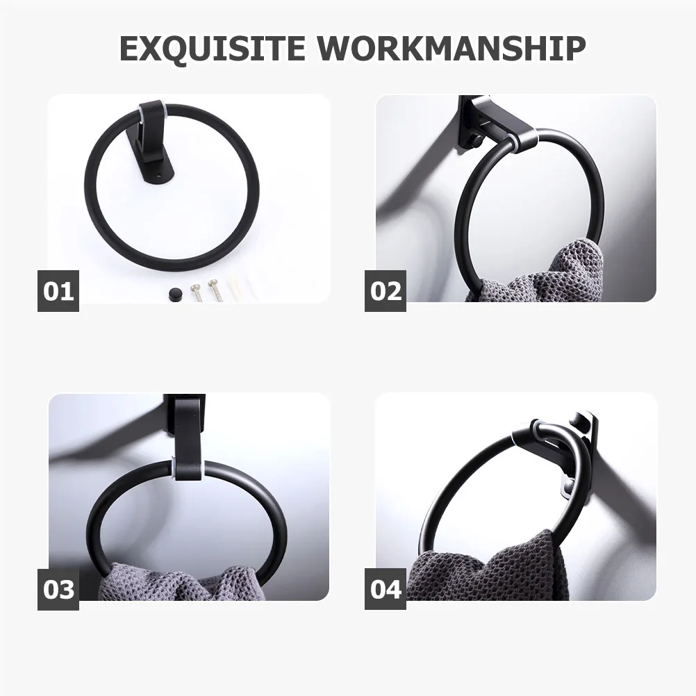 

Wall-mounted Ring High-grade Space Aluminum Waterproof Bathroom Accessories Hand Towel Holder for Kitchen Bedroom Home