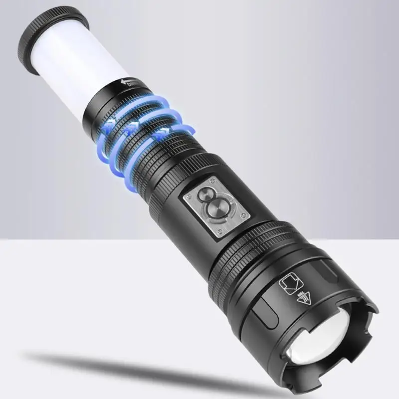 Led Torch Zoomable Multifunctional Camping Light 46 Modes Flashlights With Battery Indicator Portable Survival Tools For Hunting