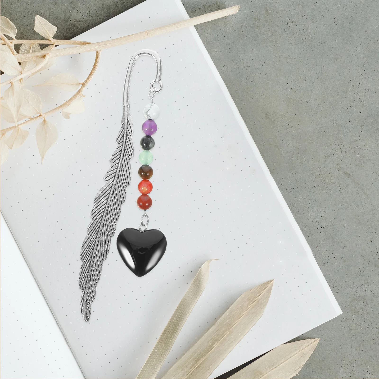 

Crystal Pendant Bookmark Heart Pendant Delicate Plume Shape Reading Bookmark for Book Lovers Unique Lightweight Portable