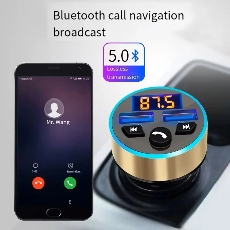 Car Charger Digital Display Car Charger 3.1A Dual USB Auto Charger Multifunctional Bluetooth Receiver Lossless Audio Quality MP3 image 5