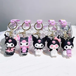 Hello Kitty Sanrio Kuromi Penguin Frog Dog Cat Cute Keychains with Fluffy Rabbit Fur Ball Women Girl Bag Pendant Keyring Gifts