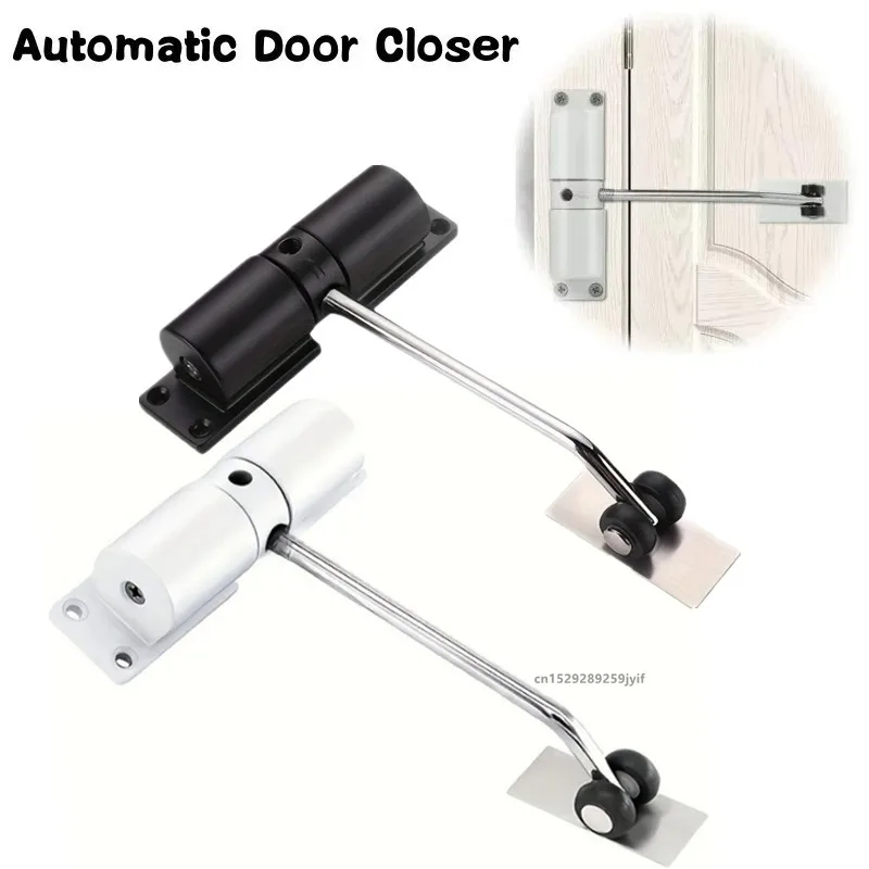 Fechador Automático de Porta Metálico Ajustável Reforçado com Mola de Segurança Silenciosa para Portas de Batente Internas e Externas com Fechamento Automático