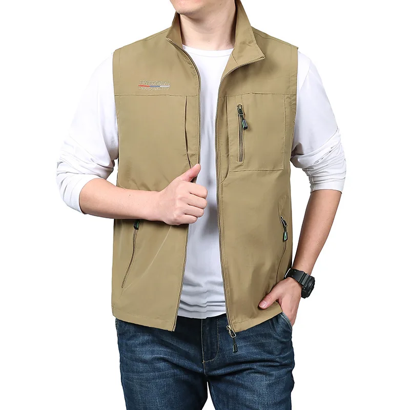 

Spring Autumn New Middle-aged & Elderly Men's Loose Large Size V-neck Multi-bag Quick-drying Outdoor Fishing Tooling Vest