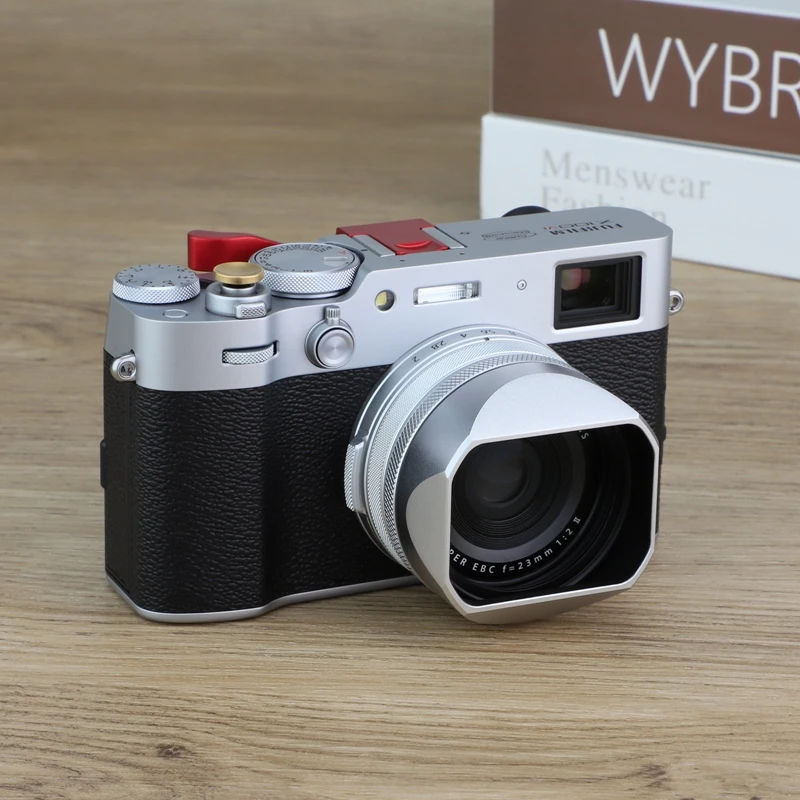 Haoge quadratische Gegenlichtblende aus Metall für Fujifilm Fuji X100VI X100V Kamera, Silber mit 49 mm UV-Filter-Adapterring – Detail 3