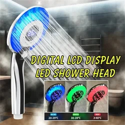 LED Shower Head Digital Temperature Control Shower Sprayer 3 Spraying Mode Water Saving Shower Filter Bathroom Accessories