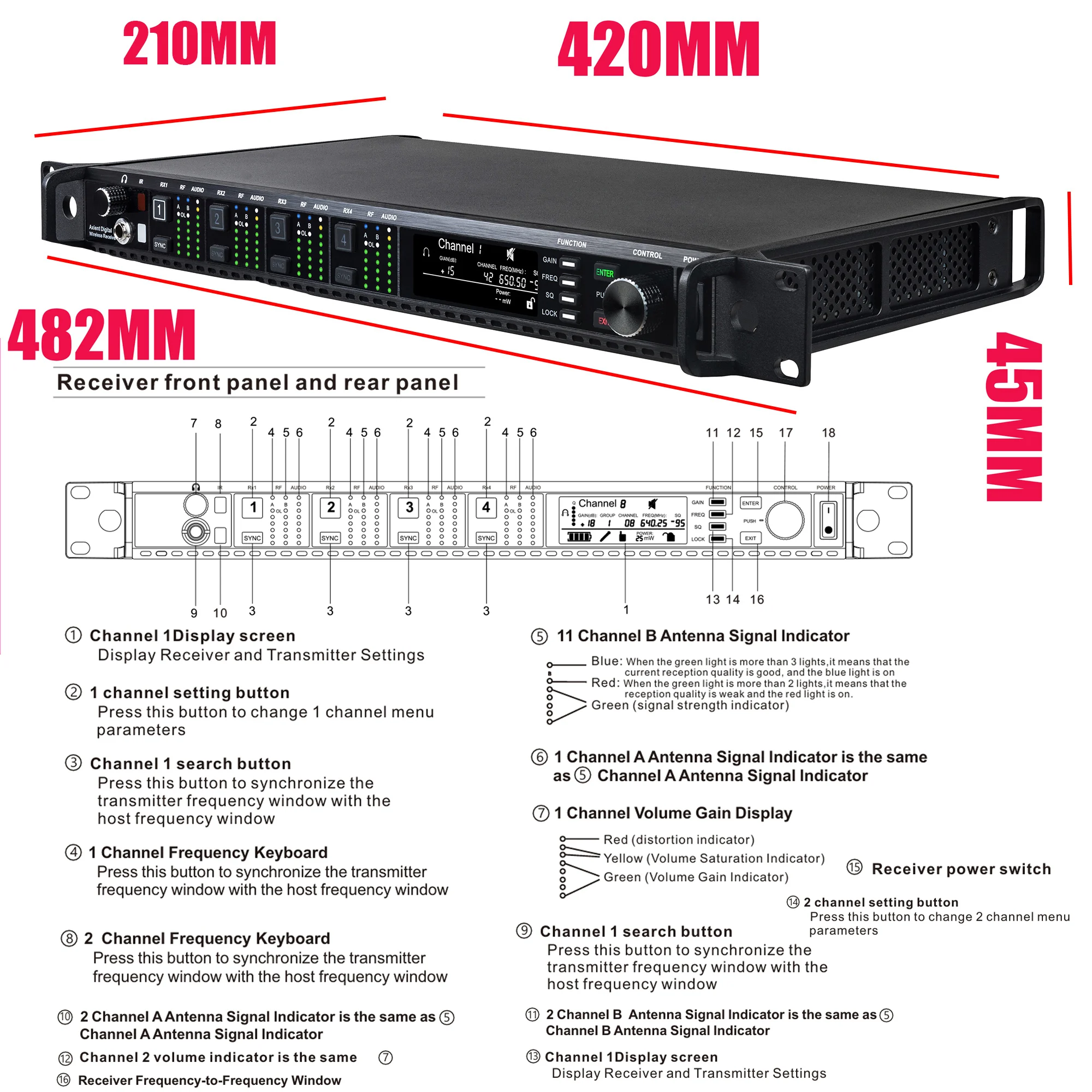 Leicozic AD4Q 4 Channel Wireless Microphone Professional Stage Microfone Condsensor KSM11 KSM9 BETA87A Capsule 500/600/900Mhz