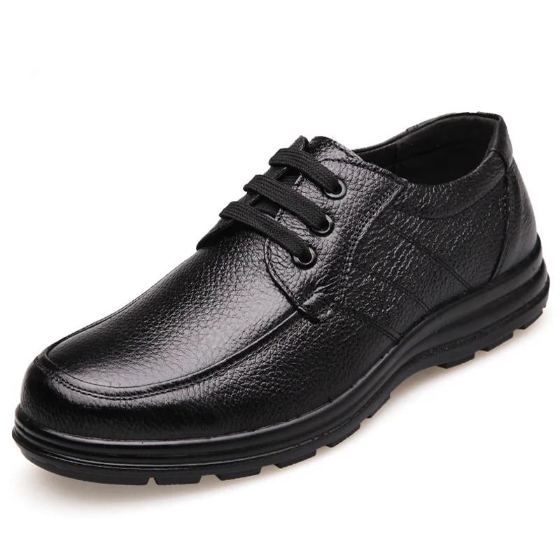 Zapatos de piel auténtica para hombre, calzado antideslizante de suela gruesa, zapatos casuales a la moda, mocasines de cuero de vaca de alta