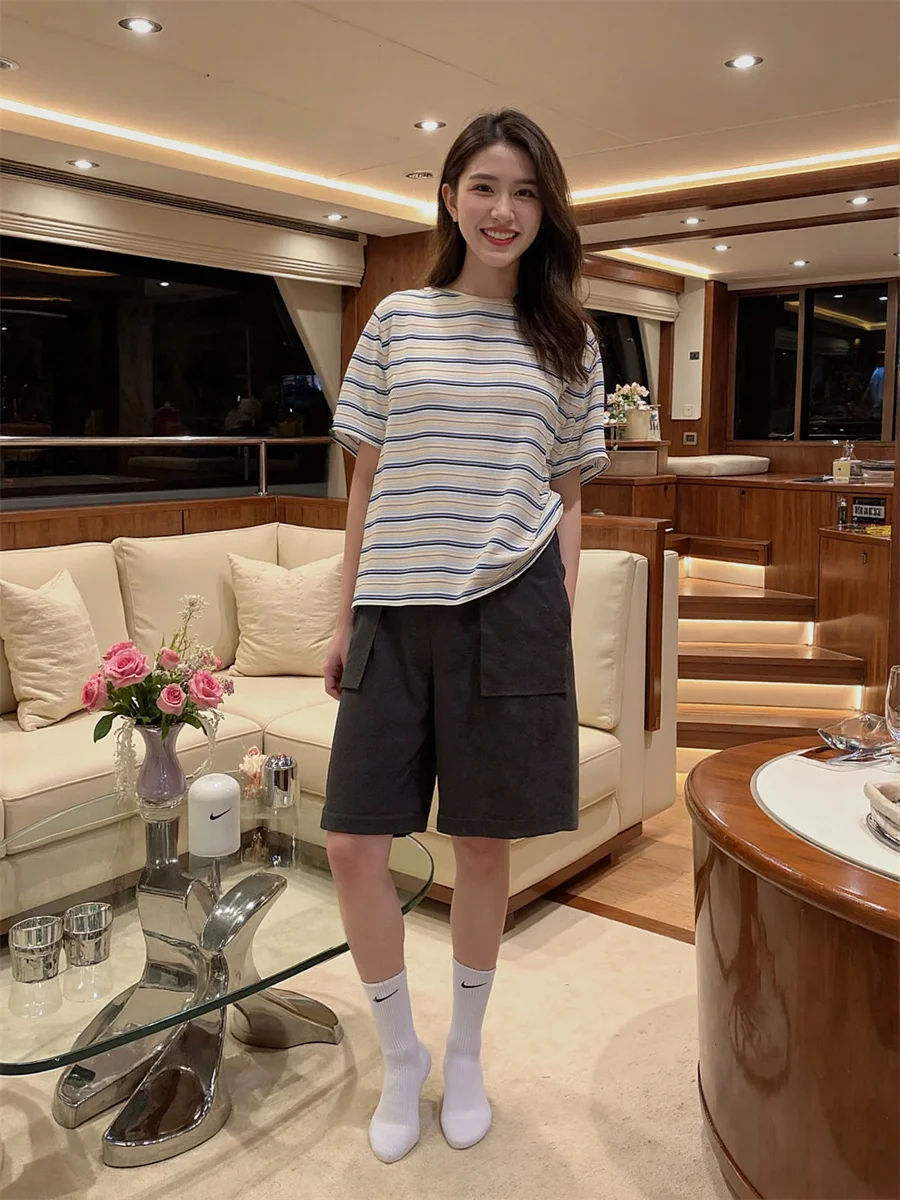 

Шорты для пар с широкими штанинами, женские мешковатые уличные шорты большого размера, тренажерный зал, спорт, бег, эластичная талия, удобные хлопковые шорты для отдыха, большой размер