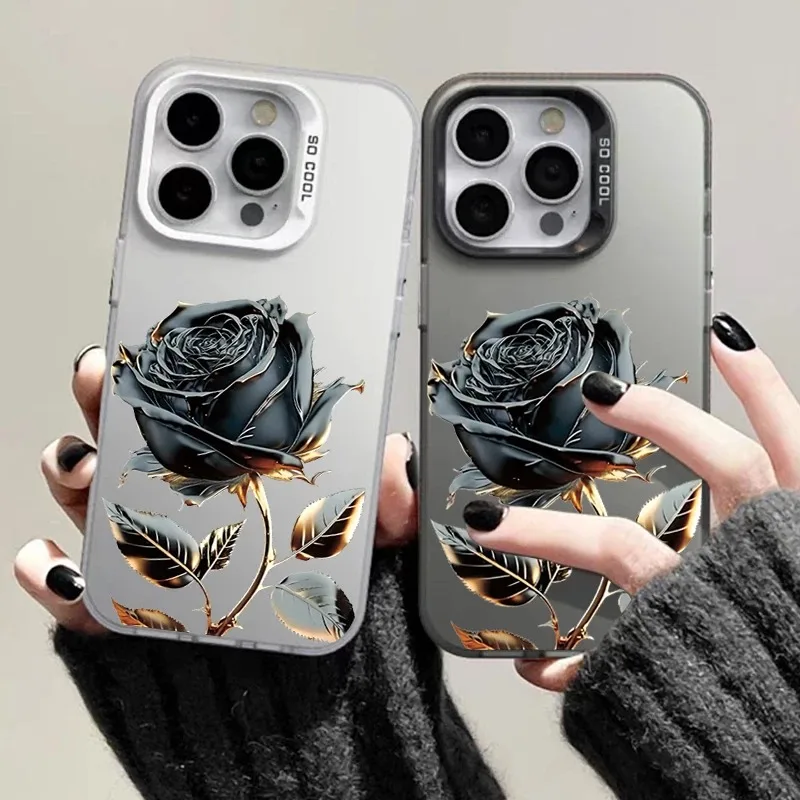 

For iPhone 16 15 14 Plus Black Gold Rose Silver IMD Phone Case for iPhone 16 15 14 13 12 11 Pro MAX 16E Phone Cover
