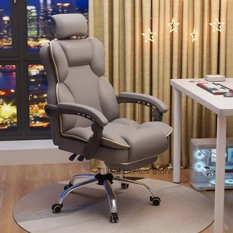 Ergonomischer Bürostuhl, Computer, drehbar, Schlafzimmer, faules Leder, bequem, weiß, Gaming-Stuhl, Arbeitszimmer, Sillas de Oficina, Möbel