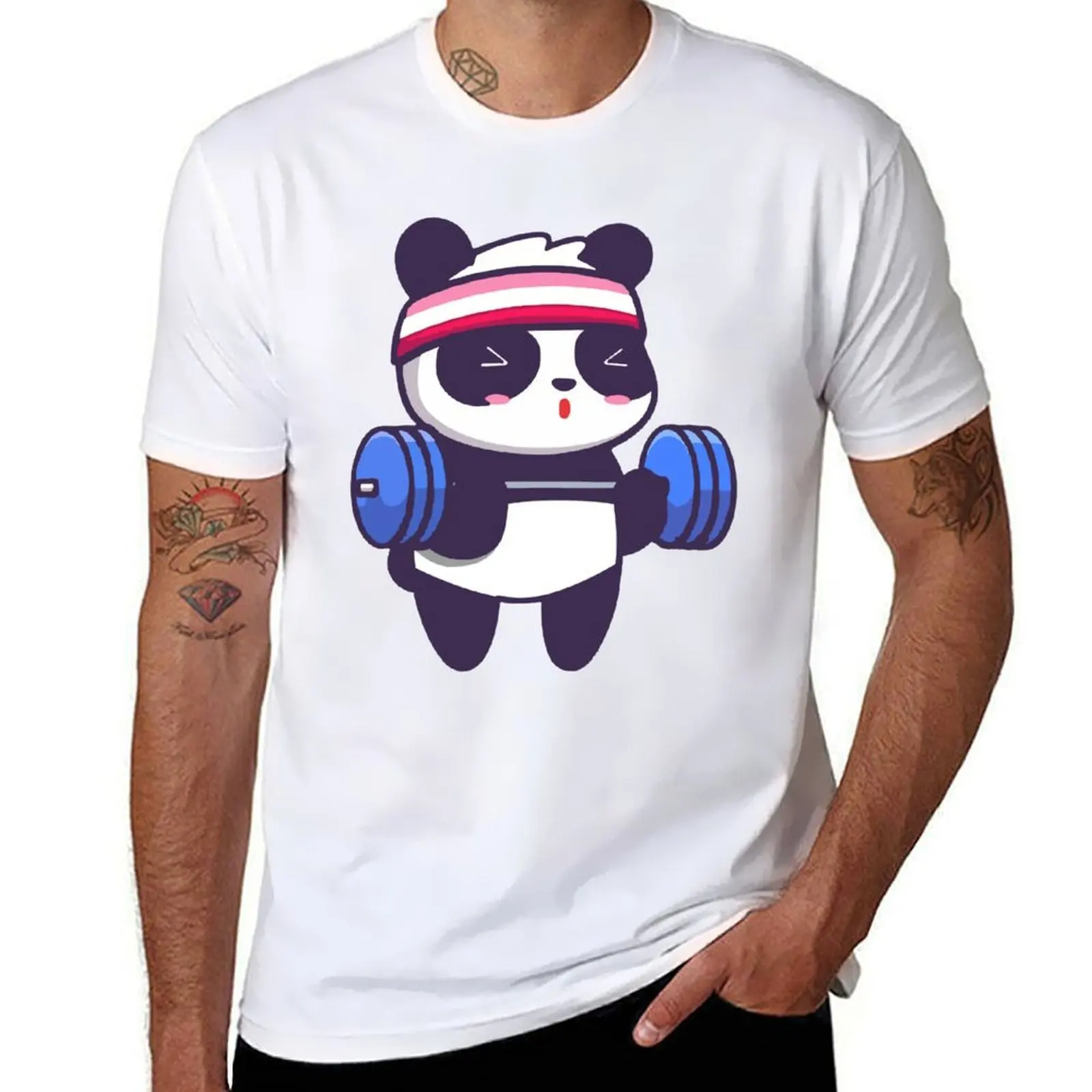

cute panda training-cute panda bear workout training funny T-Shirt graphic t shirts for man t shirt for man T-Shirt