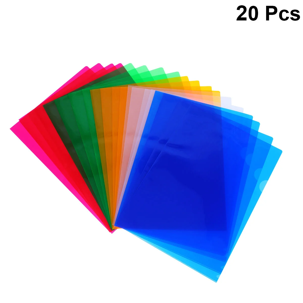 

20pcs Office Document Folder Single Plastic File Foldersss Paper Folder L Shape Plastic Folder (Mixed Color)